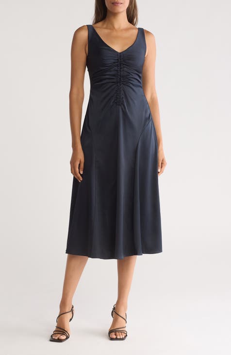 Vestido de satén Charmeuse con pliegues