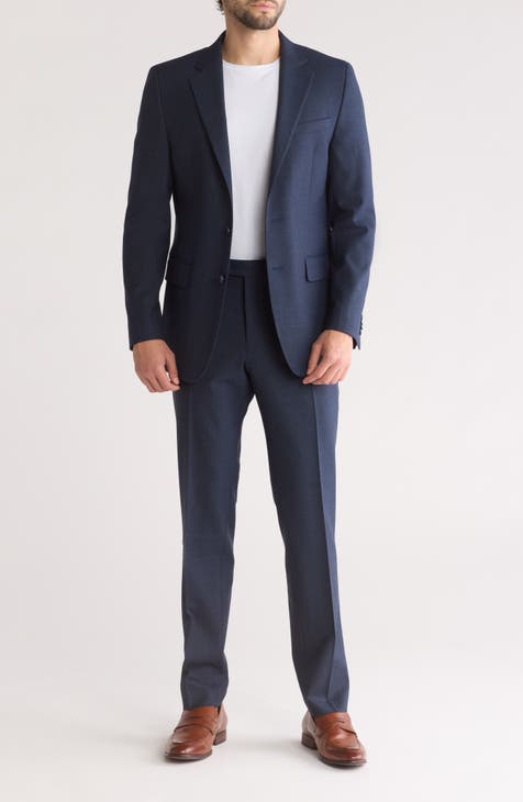 Traje de mezcla de lana azul marino de Osmans