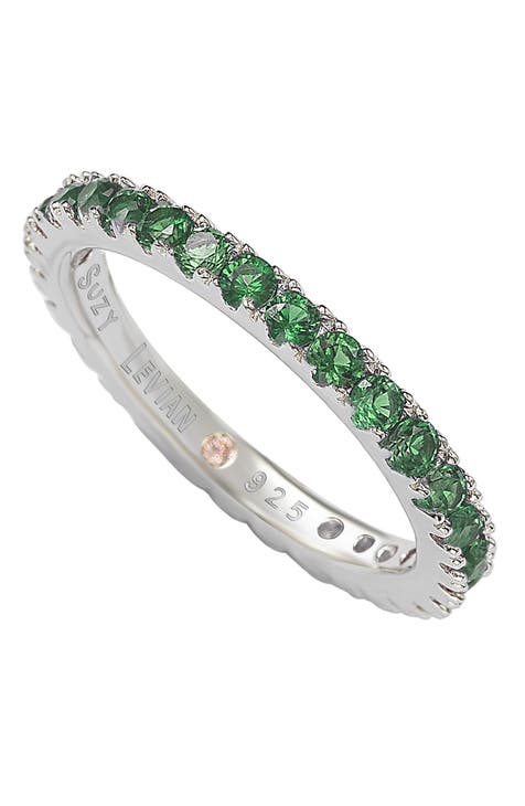 Anillo Eternidad CZ Verde Plata de Ley