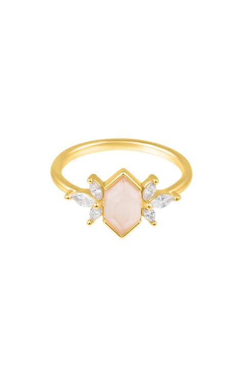 Anillo Deco Cuarzo Rosa