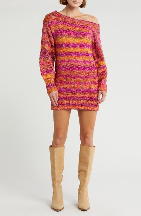 Vestido estilo suéter con un solo hombro y teñido espacial Darla