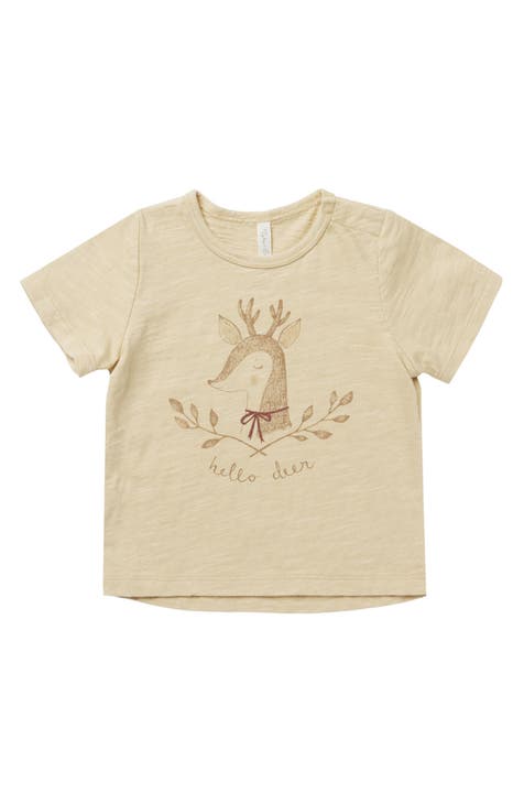 Hello Deer Camiseta Básica de Jersey de Algodón (Bebé)