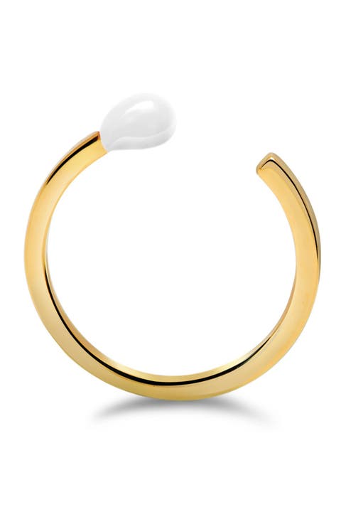 Anillo Bypass Matchstick Blanco Vermeil Oro Amarillo