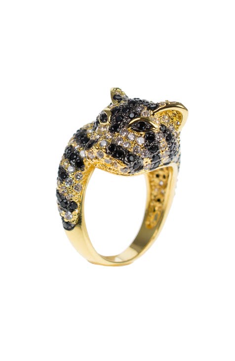 Anillo envolvente de tigre con pavé de circonitas cúbicas
