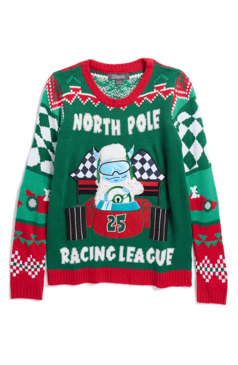Suéter navideño de la North Pole Racing League para niños (niño grande)