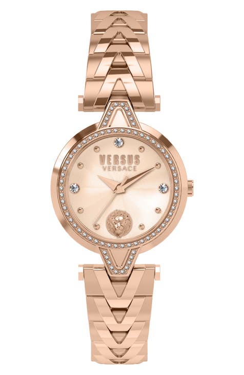 Reloj Pulsera Versace V Versus Cristal Esfera Oro Rosa, 34mm