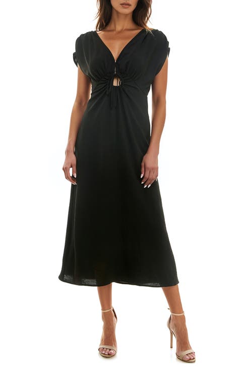 Vestido midi con cincha en la parte delantera