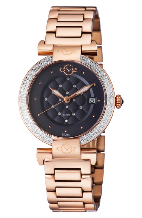 Reloj de cuarzo GV2 Berletta Diamond para mujer, 37 mm - 0,0044 ctw