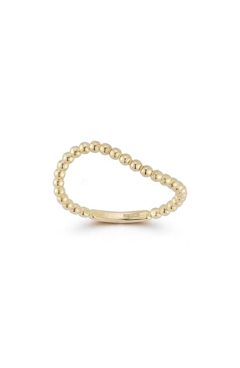 Anillo Ola de Bolas de Oro Amarillo de 14K