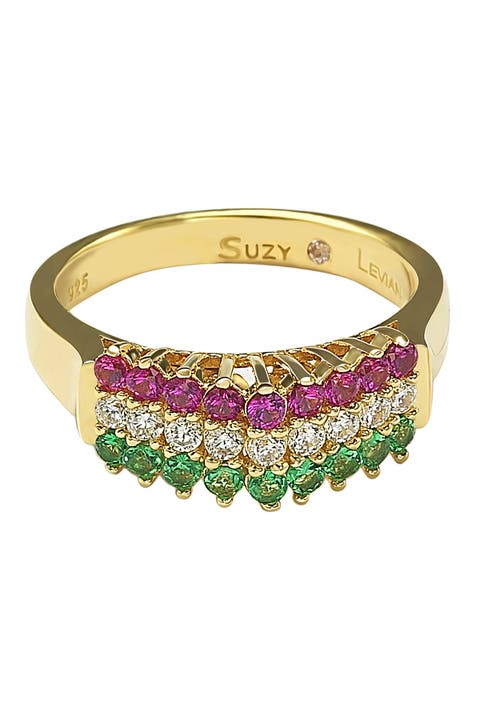 Anillo de plata de ley con circonitas engastadas