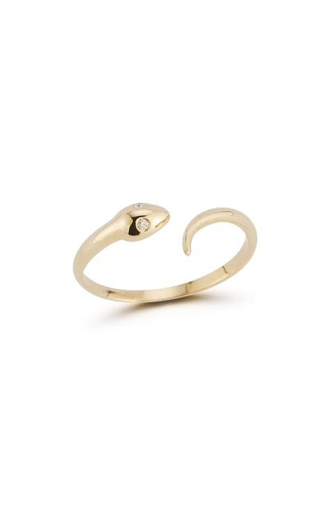 Anillo Serpiente Oro 14K y Diamantes, 0,02 ctw