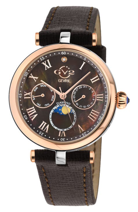 Reloj Florence con esfera de nácar y correa de piel con diamantes, 36 mm - 0,009 ct.