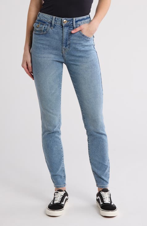 Vaqueros ajustados con bolsillo con solapa y cintura alta Halle (Light Cool)