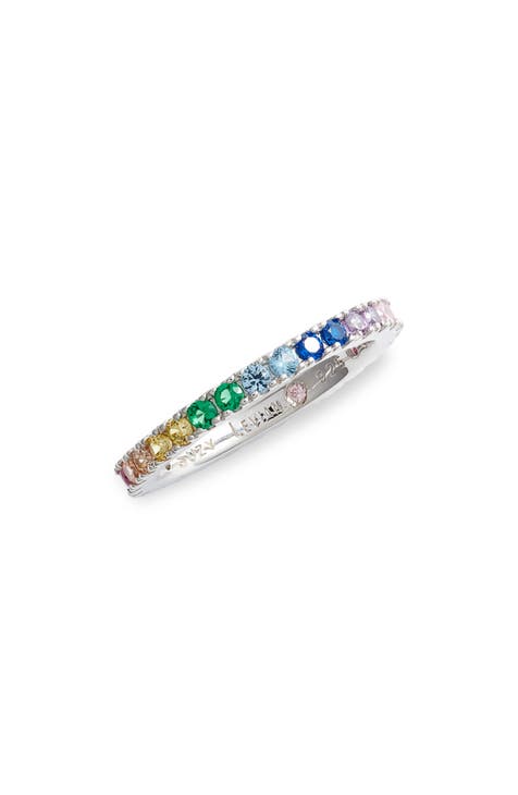 Anillo de eternidad arco iris de plata de ley