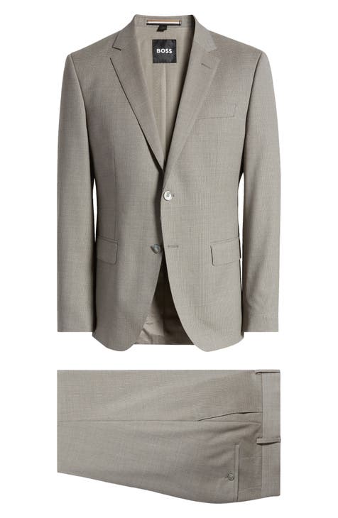 Traje de lana virgen elástica a cuadros