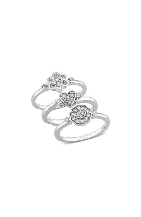 Juego de 3 anillos de diamantes - 0,39ct.