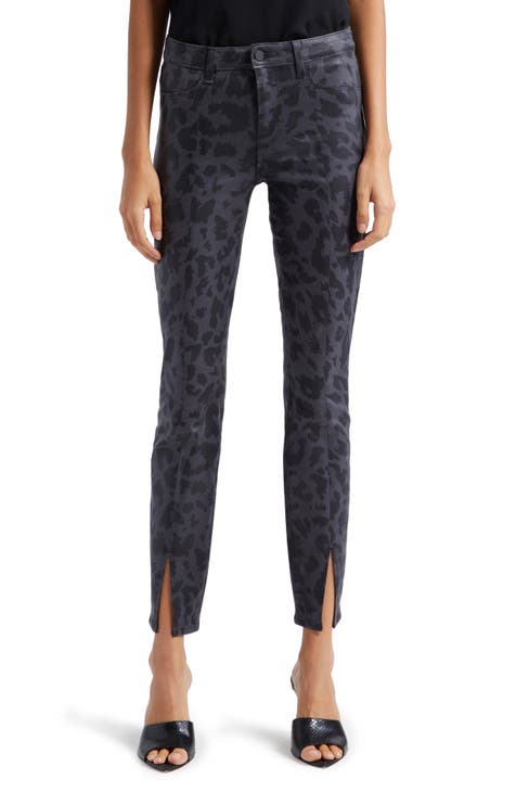 Vaqueros pitillo de cintura alta revestidos Jyothi (Abrigo de leopardo en tono negro)