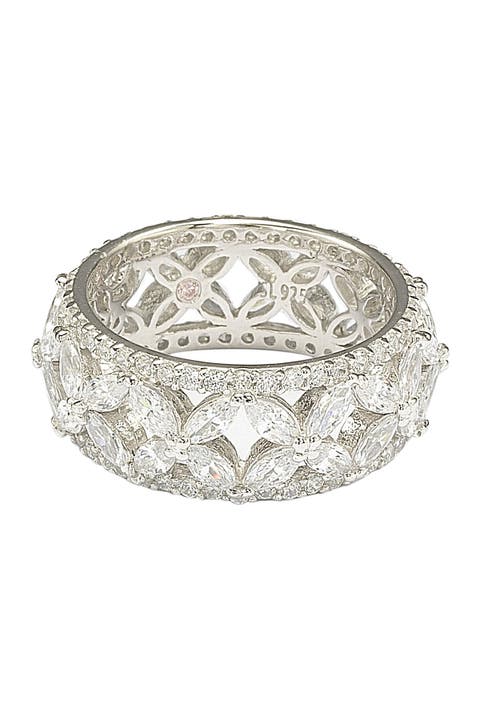 Anillo Flor Recorte CZ Plata de Ley