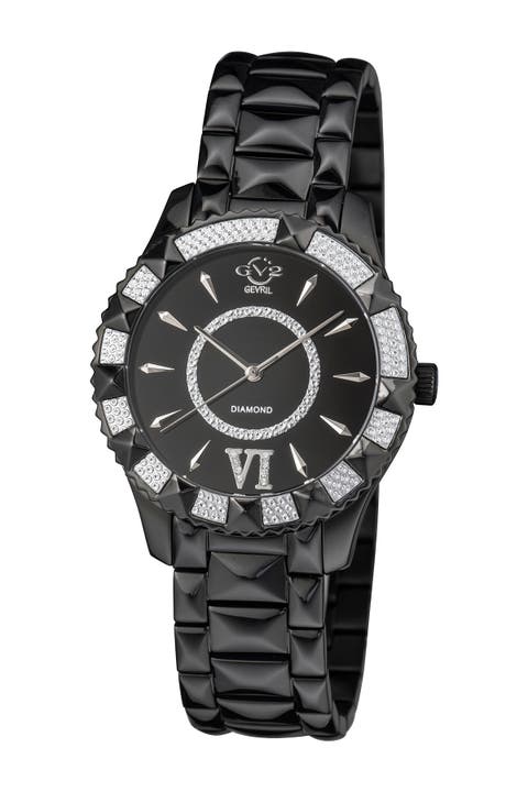 Reloj de pulsera con diamantes GV2 Venice para mujer, 39 mm - 0,0038 ctw