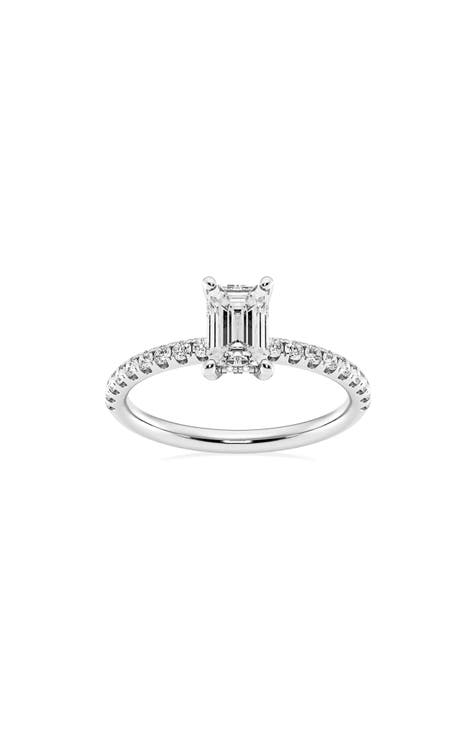 Anillo de diamantes creados en laboratorio talla esmeralda - 1,3 ctw.