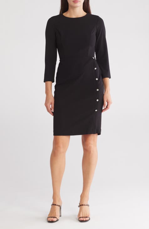 Vestido tubo con botones adornados