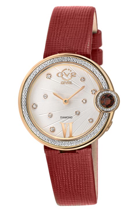 Reloj Perugia con correa de piel y diamantes, 33 mm - 0,10 ctw