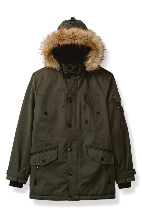 Chaqueta con capucha revestida de piel sintética Jacob para niño (niño grande)