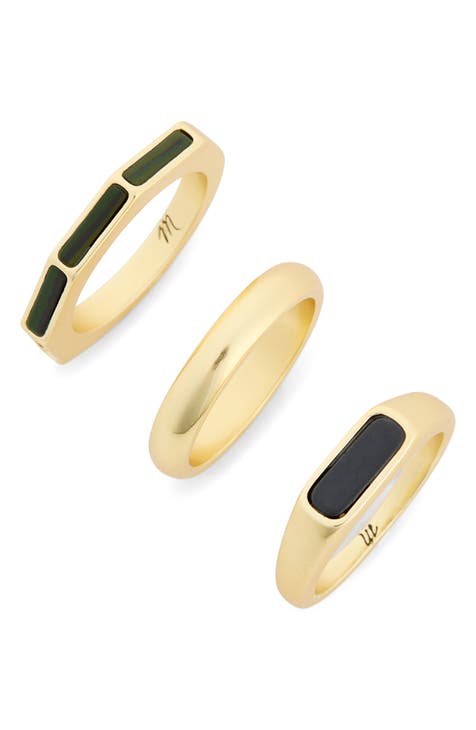 Juego de 3 anillos de cristal geométrico