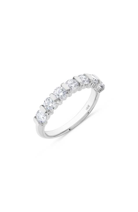Anillo de diamantes redondos engastados en barra de oro blanco de 14 quilates - 1,0 ct.