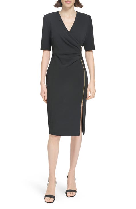 Vestido tubo de manga corta con cremallera