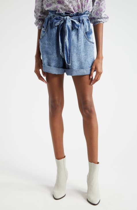 Shorts vaqueros con cintura anudada Pierine