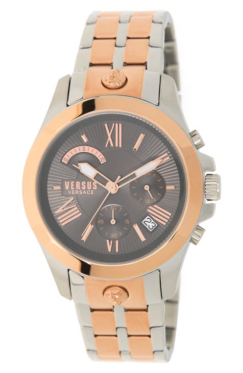 Reloj Versace Cronógrafo Acero Inoxidable Bicolor, 44mm