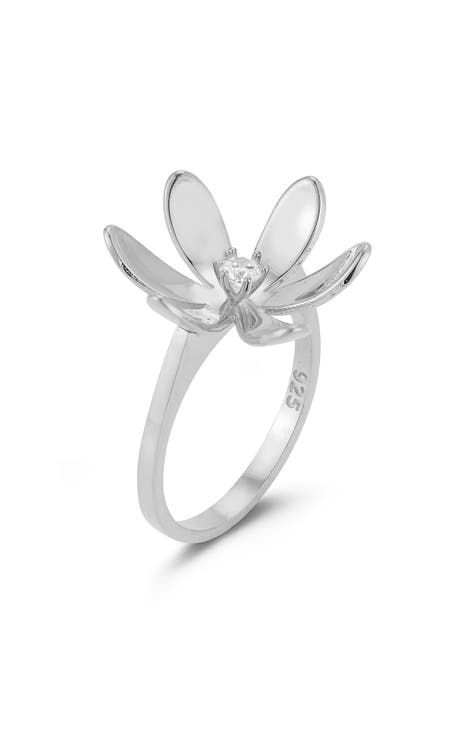 Anillo Floral Zirconia Cúbica