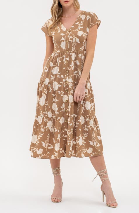 Vestido camisero floral con cuello en V