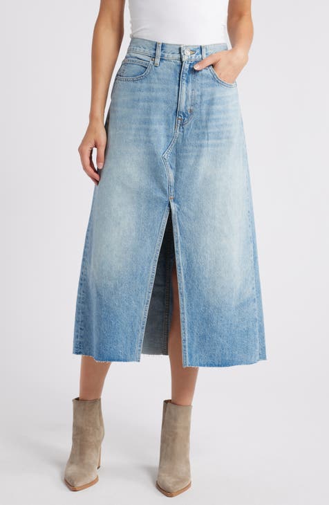 Falda midi de mezclilla de algodón (Fair Game)