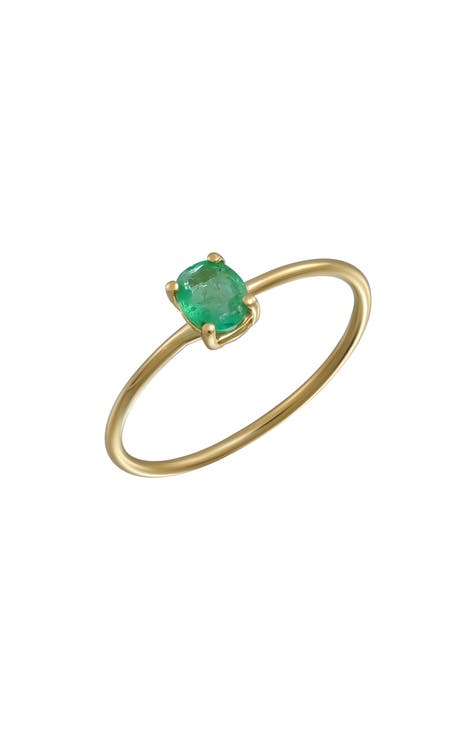 Anillo apilable de oro de 18 quilates El Mar Solitario Esmeralda (Exclusivo Nordstrom)