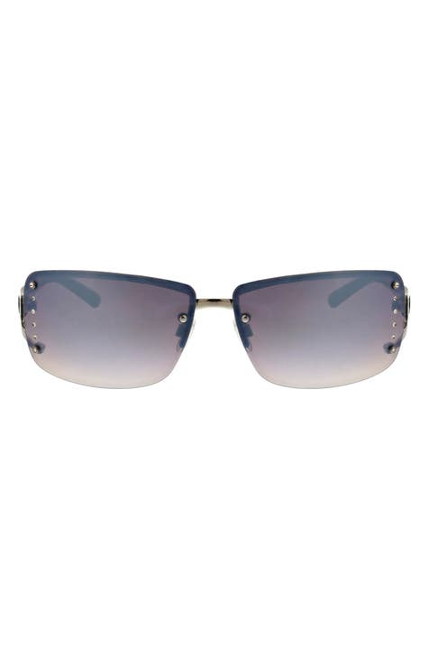 Gafas de sol rectangulares sin montura Y2K de 66 mm