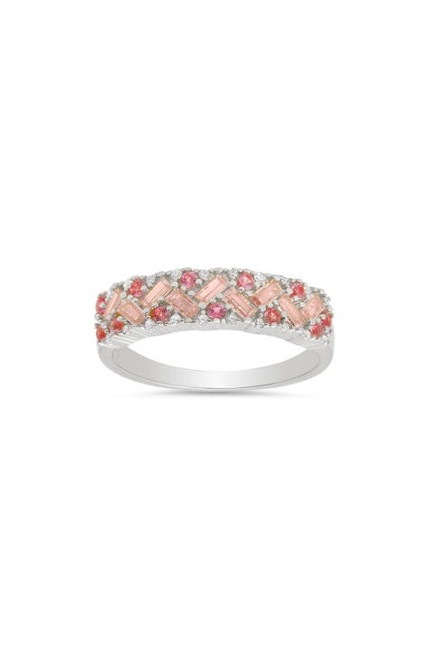 Anillo Pavé CZ Rosa y Blanco