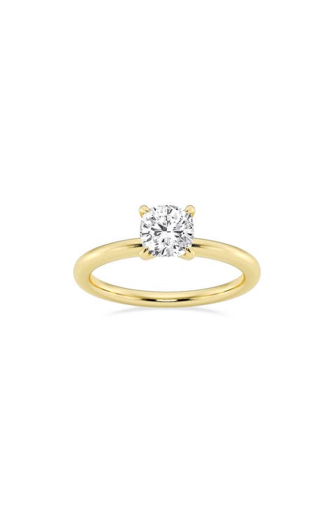 Anillo de compromiso de diamantes creados en laboratorio talla cojín - 1,00 ctw