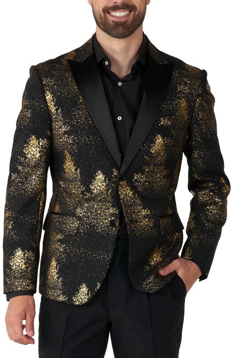 Blazer con cuello de muesca en el bosque festivo de Navidad