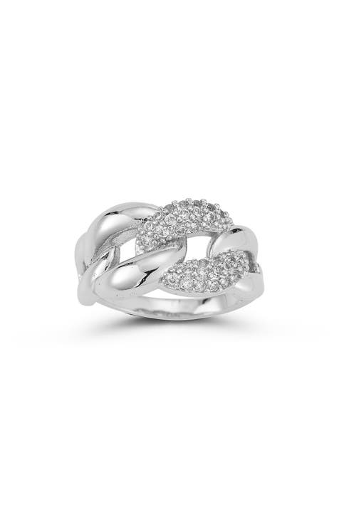 Anillo de eslabones con circonita cúbica