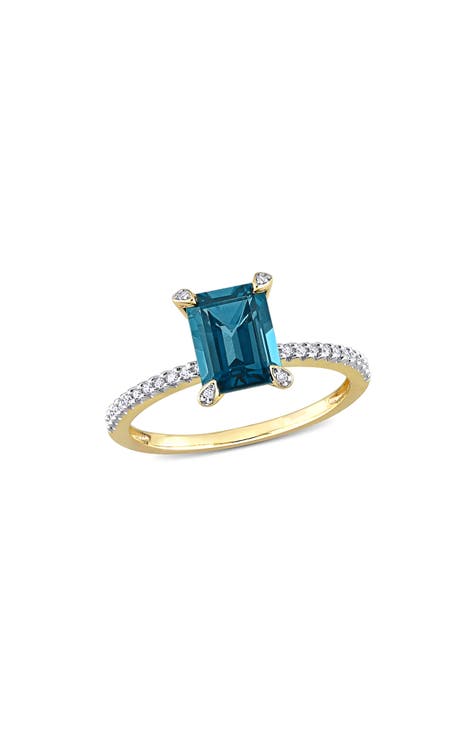 Anillo de Topacio Azul y Diamantes de Londres