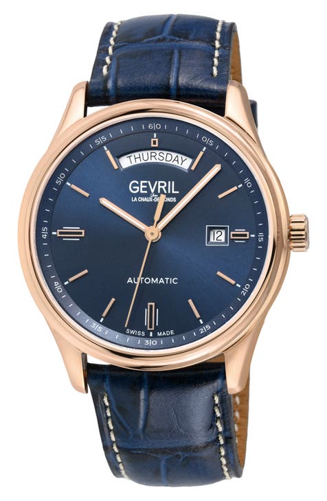 Reloj Excelsior con correa de piel de cocodrilo, 42 mm