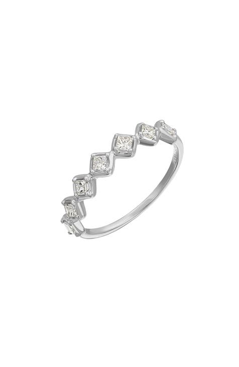 Anillo apilable Florentino de diamantes talla princesa de oro blanco de 18 quilates - 0,30 ct - Talla 6,5 (Exclusivo Nordstrom)