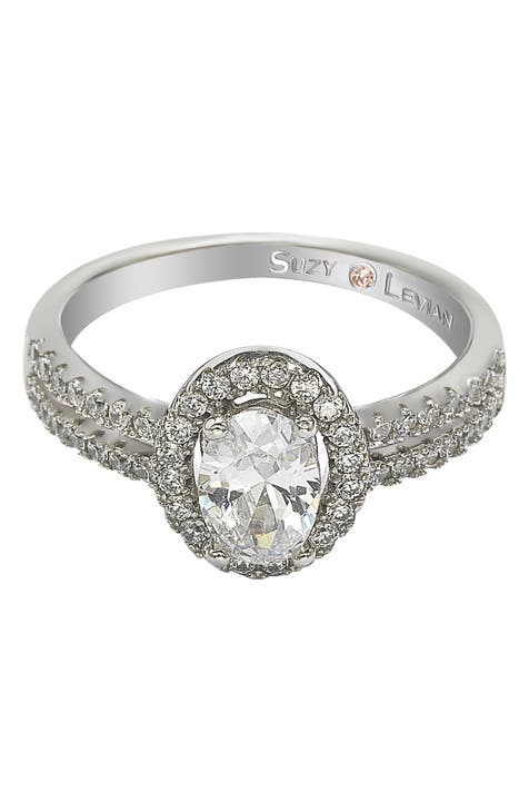 Anillo de novia de plata de ley talla oval