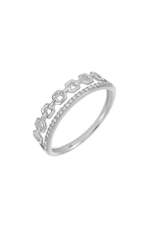 Anillo de Diamantes y Eslabones - 0,07ct. (Exclusivo Nordstrom)