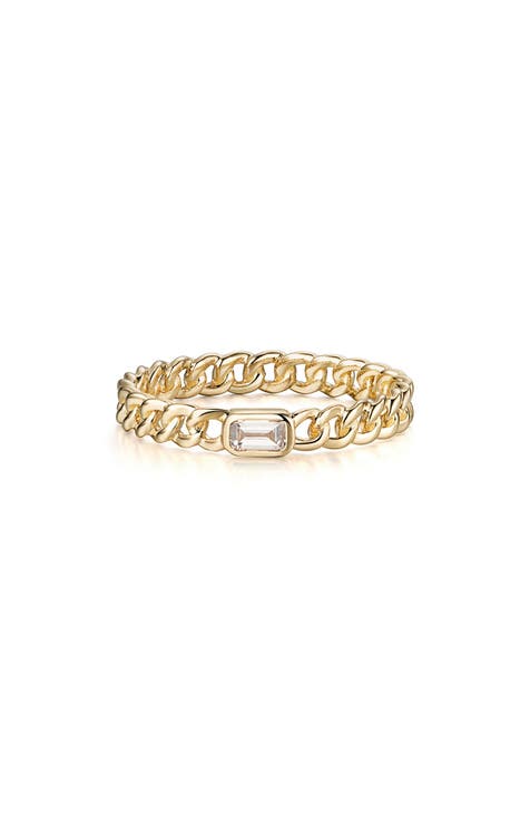 Anillo de oro amarillo de 14 quilates con diamantes talla baguette - 0,23 ctw