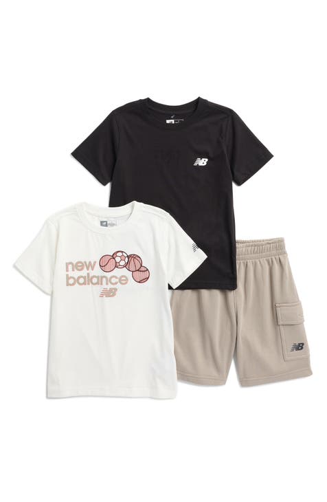 Conjunto de camiseta y pantalones cortos deportivos de 3 piezas para niños (niño grande)