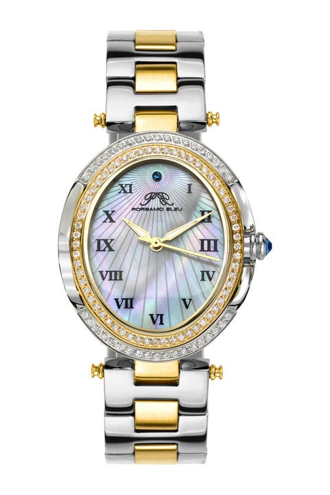 Reloj de pulsera de cristal Swarovski ovalado South Sea para mujer, 30,75 mm