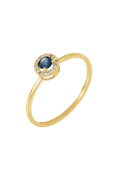 Anillo central de zafiro con halo de diamantes de oro amarillo de 18 quilates (Exclusivo Nordstrom)